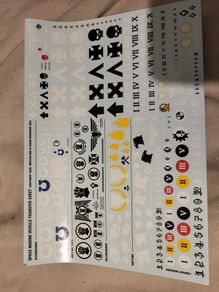 Games Workshop Warhammer 40k Space Marines Vehicle transfer sheet