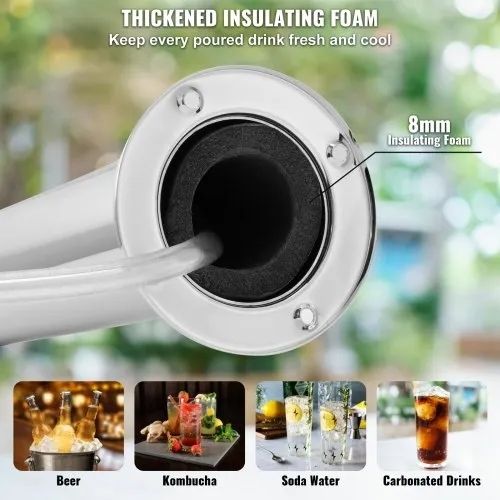 Kegerator Tower Kit, Dual Taps Beer Conversion Kit, Stainless Steel Keg Beer Tower Dispenser with Dual Gauge W21.8 Regulator