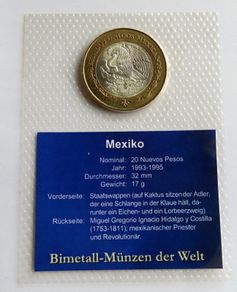 Mexico Silver 20 New Pesos 1994 BUNC Bimetallic vintage collector coin