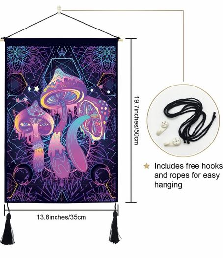 2 Pack Trippy Tapestry Wall Hanging Psychedelic Tapestries with Tassels Fantasy Wall Art Colorful Hippie Home Decor for Bedroom Aesthetic (35cmx50cm)