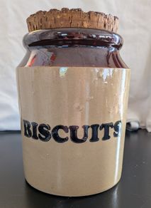Pearsons Chesterfield Biscuits Jar Stoneware Cork Lid Vintage Kitchen