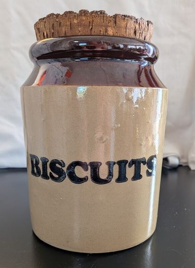 Pearsons Chesterfield Biscuits Jar Stoneware Cork Lid Vintage Kitchen