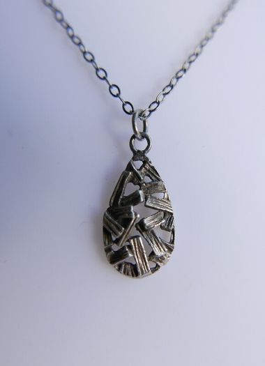 Vintage Sterling Silver 925 Drop Pendant Necklace length 15" - 1,9g