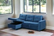 Blue Velvet Corner Sofa Bed with Storage - Free Delivery Ireland