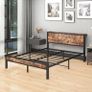 King Size Bed Frame with Storage Wooden Headboard, Metal Bed Frame Image 3