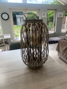 Wicker candle holder freestanding large
