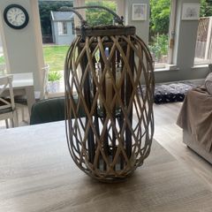 Wicker candle holder freestanding large