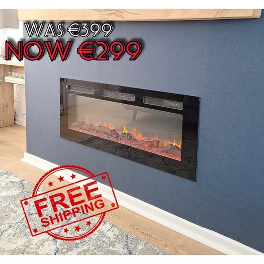 NEW SALE | Wilton 3 in 1 Electric Fireplace, Freestanding, Wall Mounted, Recessed, 9 Colour Flame Effect, Media Wall Compatible