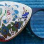 Vintage Pendant, Magnifying Glass, Asian Chinese Enamel,  Flowers Image 6
