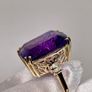 Yellow Gold AAA Zambian Amethyst & Natural Diamond Ring Image 6