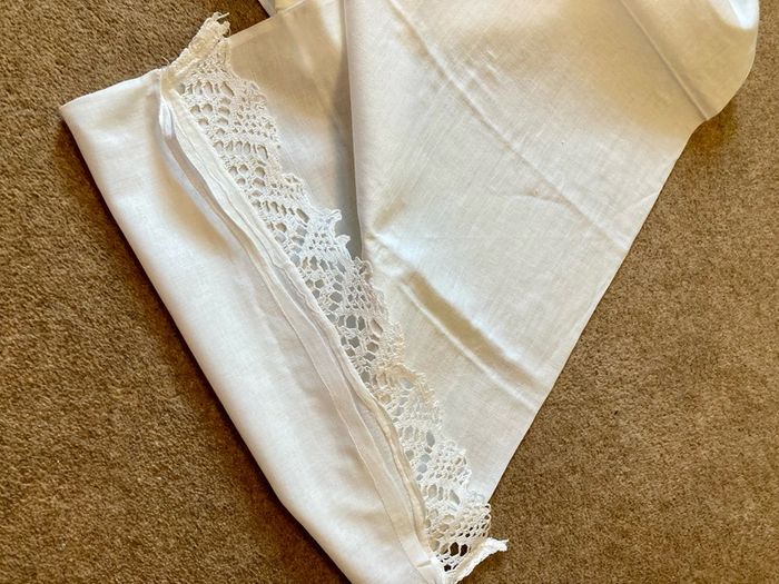 Vintage Belfast Linen Bolster Pillow Cover 1950s