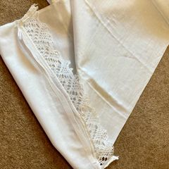 Vintage Belfast Linen Bolster Pillow Cover 1950s