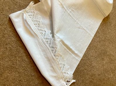 Vintage Belfast Linen Bolster Pillow Cover 1950s