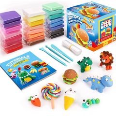 Air Dry Clay,24 Colors Modelling Clay with 3 Clay Tools & Project Booklet,DIY Creative Ultra Soft Light Magic Clay,Arts and Crafts Kits for Kids Boys Girls Toys (FREE POSTAGE)