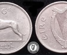 [#48] - Ireland 1961 | 6 Pence | Wolfhound | KM.13a