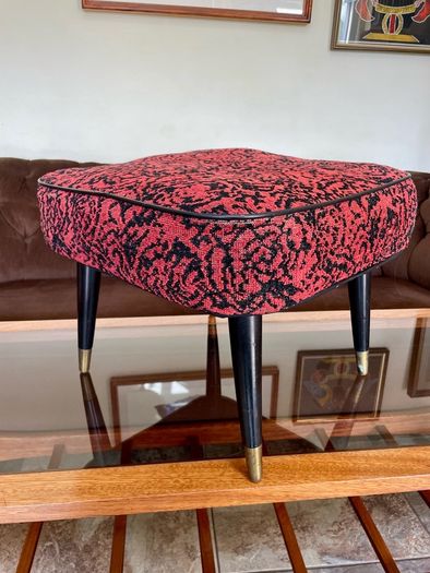 Vintage Rare Mid Century Sherborne Style Footstool with Atomic Legs 1960s