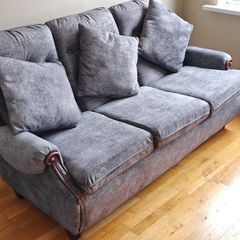Navy 3 Seater Couch, Reupholstered & Restuffed