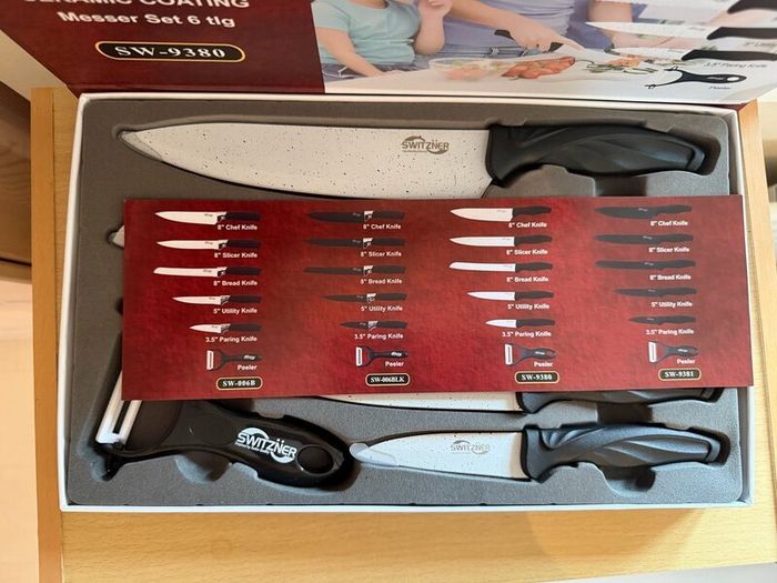 Switzner 6pc Knife Set Ceramic Coating