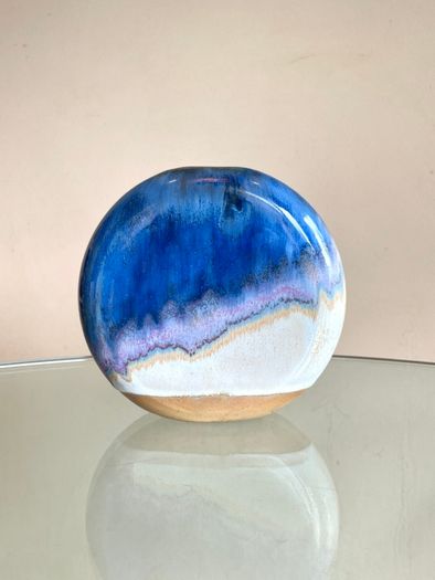 Mid Century Kamini Greece Vase, Drip Glaze, Vintage 70s Pottery