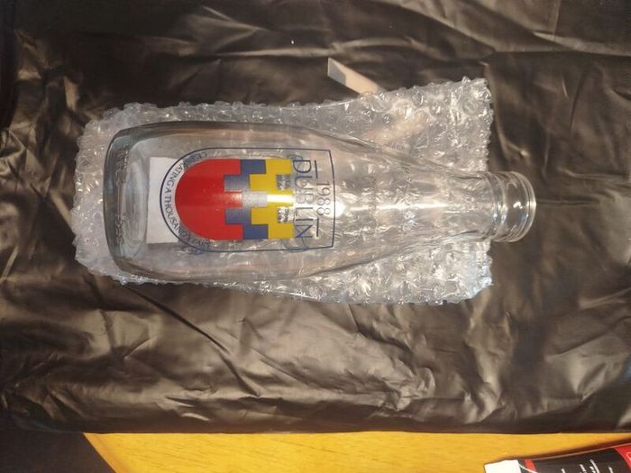 Vintage 1988 Dublin Millennium Glass Milk Bottle in Original Box - Premier Dairies