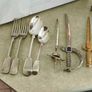 Vintage -Fiddle Pattern- silver plated flatware 4 pieces, similar in style to those produced in the Victorian era 18.00E. And 3 letter opener each is 10.00 euro Image 2