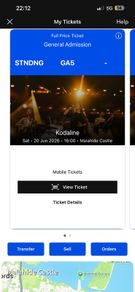 2 x Kodaline tickets Malahide Castle 20/6/26