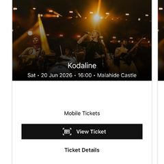 2 x Kodaline tickets Malahide Castle 20/6/26