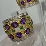 Silver earrings Harry Ivens Amethyst & Chrome Diopside Hoop Earrings Image 7