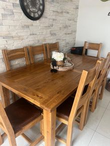 Solid hardwood table with 8 chairs