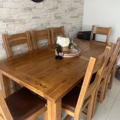 Solid hardwood table with 8 chairs
