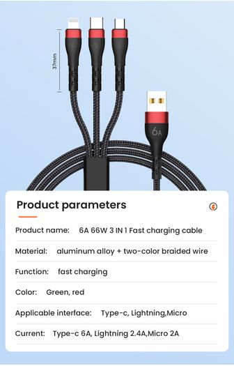 3in1 Super Charging Micro USB Type-C Lightning Fast Charger Cable Multi Port For Samsung and Apple