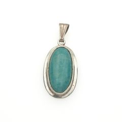 Vintage 925 Sterling Silver & Amazonite Pendant