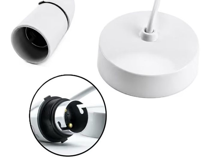 Ceiling Pendant Light Fitting 6 Inch White Bayonet B22 Pendant for Ceiling Pre Wired with Cord Grip Indoor Lighting Fixture