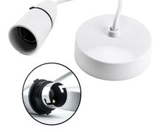 Ceiling Pendant Light Fitting 6 Inch White Bayonet B22 Pendant for Ceiling Pre Wired with Cord Grip Indoor Lighting Fixture