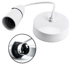 Ceiling Pendant Light Fitting 6 Inch White Bayonet B22 Pendant for Ceiling Pre Wired with Cord Grip Indoor Lighting Fixture