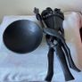 Hand carved wooden bowl and stand Image 4