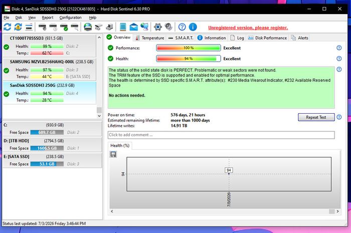 SanDisk Ultra 3D 256GB SataSSD 2.5"