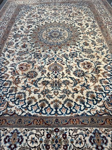 Elegant Large Persian Nain Rug | Hand-Knotted Wool | 343cm X 250cm