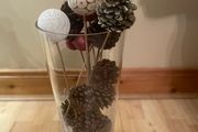Tall Glass Vase with Crackle Glaze Effect