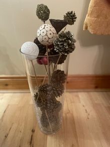 Tall Glass Vase with Crackle Glaze Effect