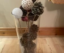 Tall Glass Vase with Crackle Glaze Effect