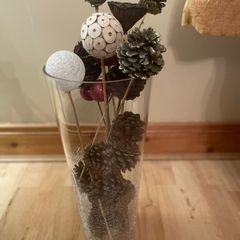 Tall Glass Vase with Crackle Glaze Effect