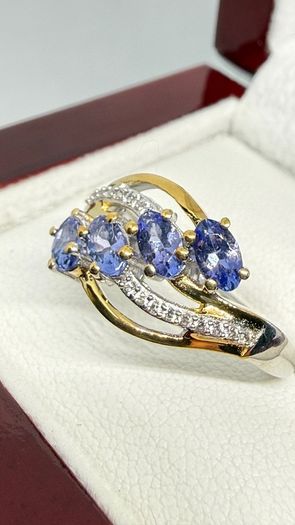 Tanzanite & White Zircon 4-Stone Ring