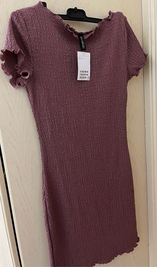 Overlock-detail crinkled dress size S