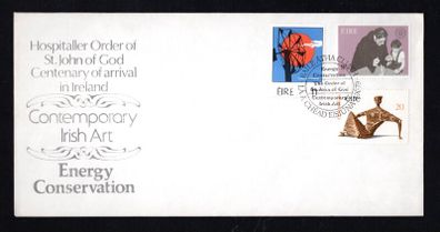1979 Ireland Anniversaries: Arrival of St John of God. Energy Conservation .Irish Art Commemorative Stamp Illustrated The Irish Times First Day Cover (FDC)