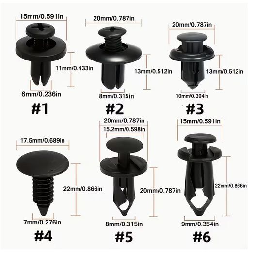 60pcs 6 Sizes, Car Fastening Clip Set, Rivet Clips, Bumper Edge Clips, Automotive Parts