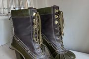 Michael Kors Khaki and Brown Laced Boots