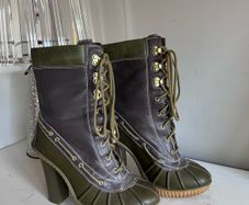 Michael Kors Khaki and Brown Laced Boots