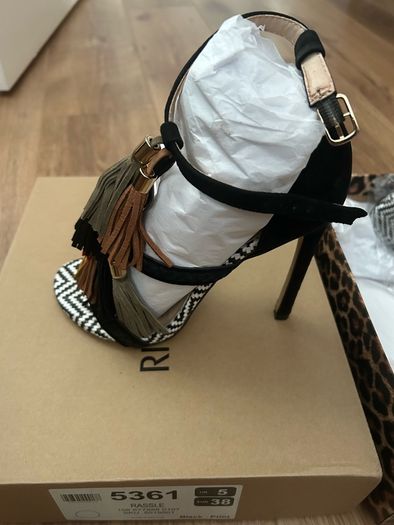 River Island black tassel heels