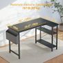 L Shaped Corner Desk - 100x70 cm Study Office Gaming Desk, Computer Desk Small Writing Table, Large Reversible Storage Shelves, Bookshelf Workstation for Study Play Work Bedroom Home Office Image 4